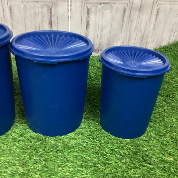Vintage Tupperware Canister Containers Dark Blue With Lids (4) - Picture 8 of 16
